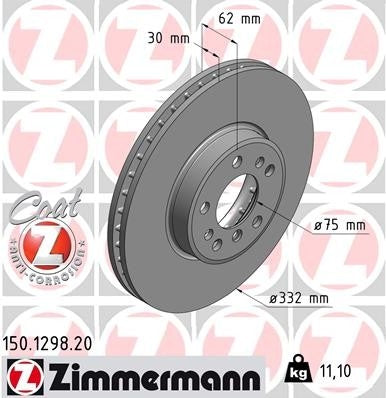 zimmermann disc brake rotor frsport 150.1298.20