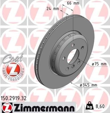 zimmermann disc brake rotor frsport 150.2919.32