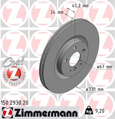 zimmermann disc brake rotor frsport 150.2930.20
