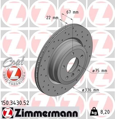 Zimmermann Disc Brake Rotor top view frsport 150.3430.52