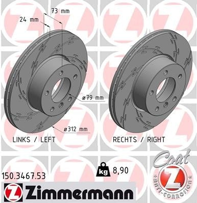 zimmermann disc brake rotor frsport 150.3467.53