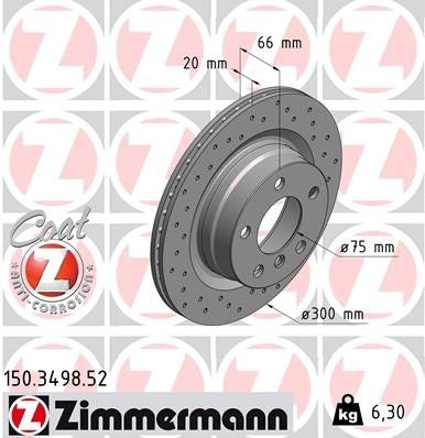 zimmermann disc brake rotor frsport 150.3498.52