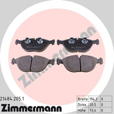 zimmermann disc brake pad set frsport 21484.205.1