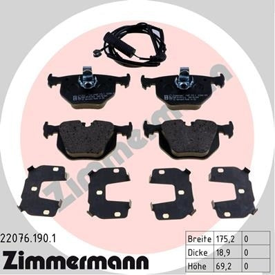 zimmermann disc brake pad set frsport 22076.190.1