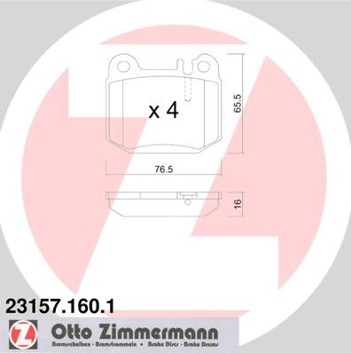 zimmermann disc brake pad set frsport 23157.160.1