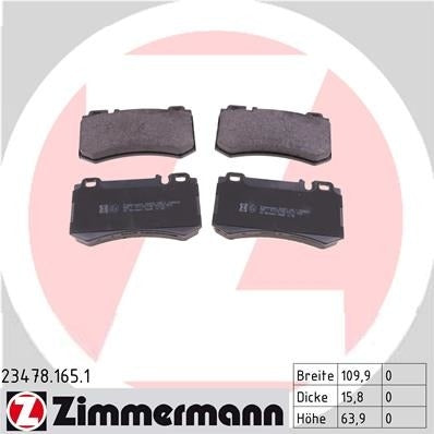 zimmermann disc brake pad set frsport 23478.165.1