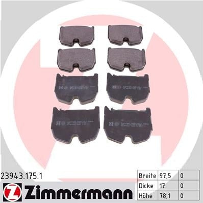 zimmermann disc brake pad set frsport 23943.175.1