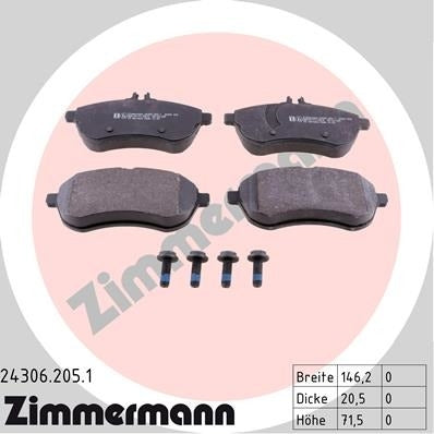 zimmermann disc brake pad set frsport 24306.205.1