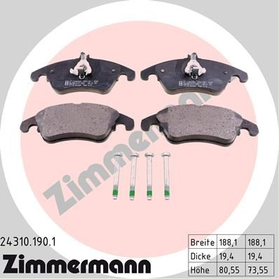 zimmermann disc brake pad set frsport 24310.190.1