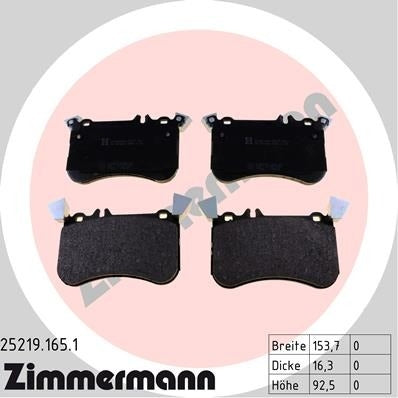 zimmermann disc brake pad set frsport 25219.165.1