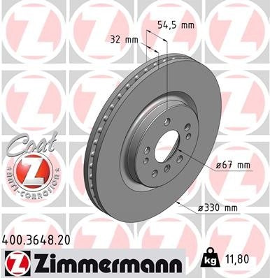 Zimmermann Disc Brake Rotor top view frsport 400.3648.20