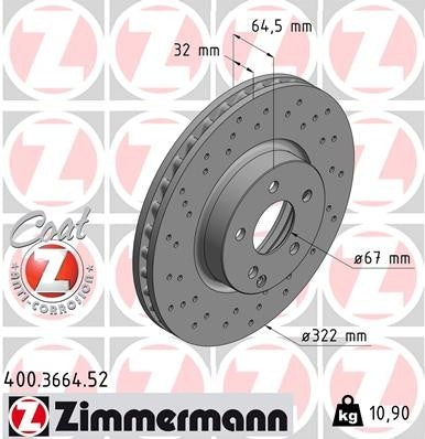 zimmermann disc brake rotor frsport 400.3664.52