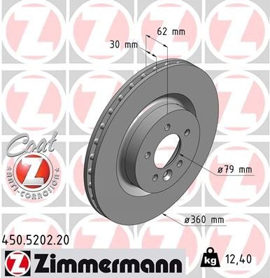 Zimmermann Disc Brake Rotor top view frsport 450.5202.20