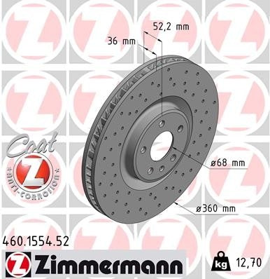 zimmermann disc brake rotor frsport 460.1554.52