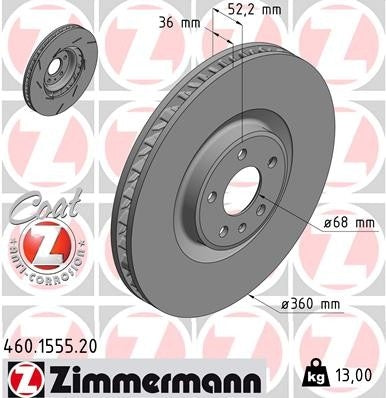 zimmermann disc brake rotor frsport 460.1555.20