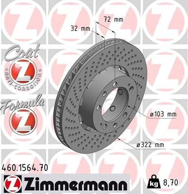 zimmermann disc brake rotor frsport 460.1564.70