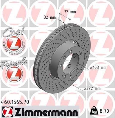 Zimmermann Disc Brake Rotor top view frsport 460.1565.70