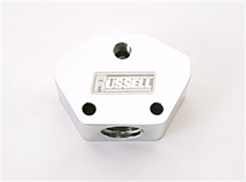 Russell Performance Billet Aluminum Y-Block w/ -10 AN inlet & -8 AN outlet (Polished finish) 650411 Main Image