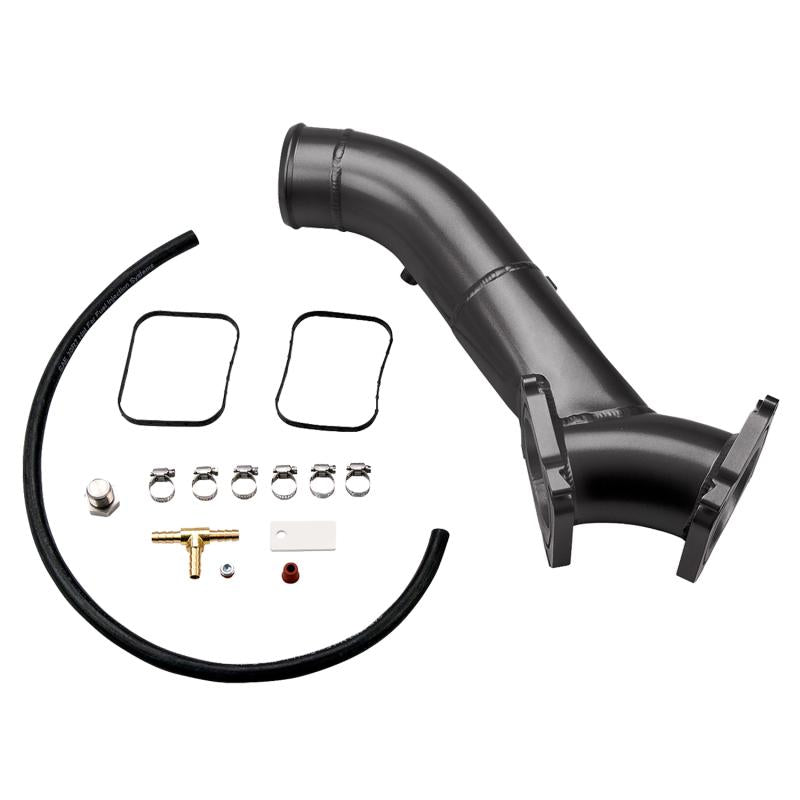 Wehrli 01-04 Chevrolet 6.6L LB7 Duramax 3in Fabricated Y-Bridge w/FPRV Block Off - Gloss Black WCF100649-GB Main Image