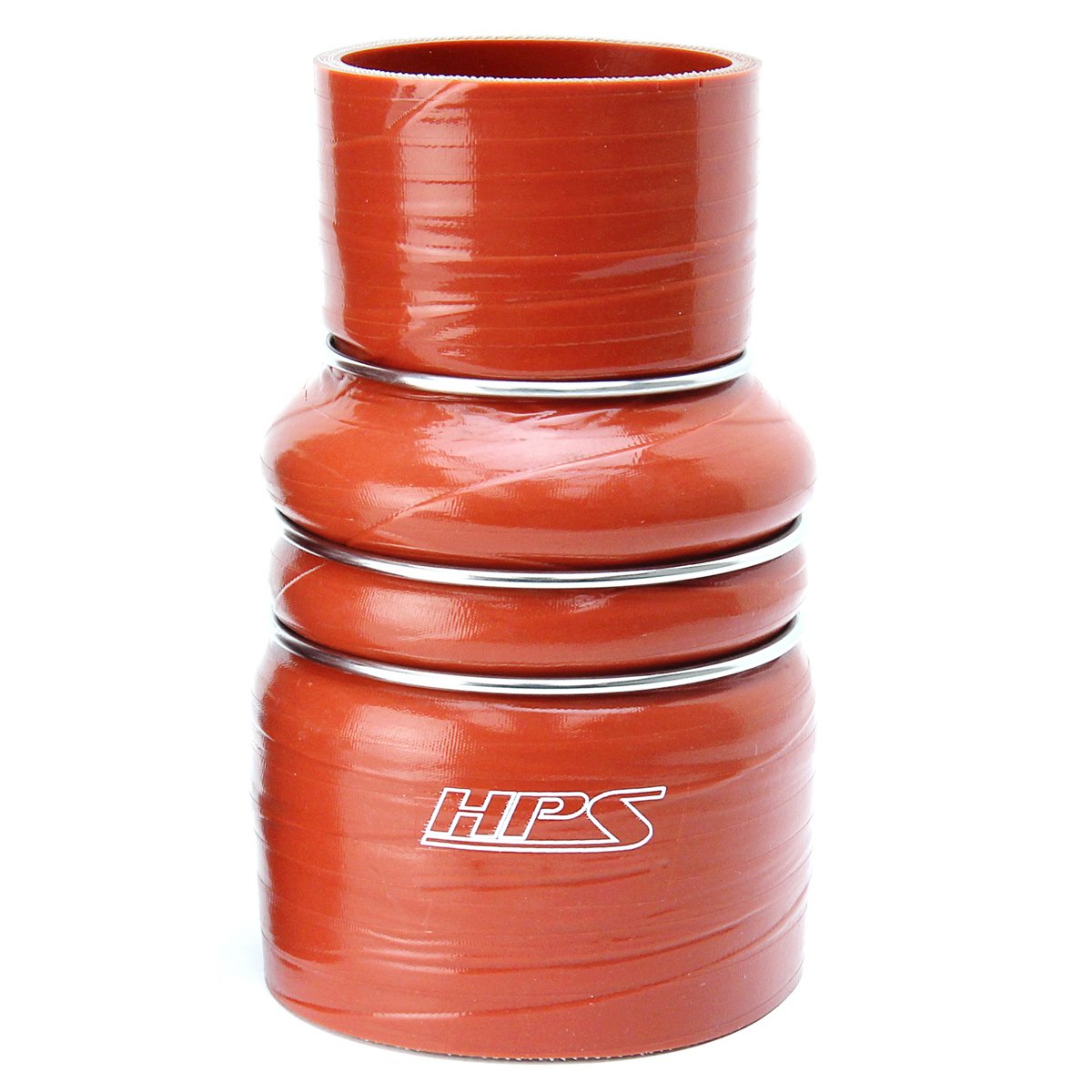 HPS 3-1/2" - 4-1/2" ID, 6" Length, Silicone Charge Air Cooler CAC Hose Double Hump Reducer Coupler Bellow Hot Side, Ultra High Temp 4-ply Aramid Reinforced, 89mm - 114mm ID