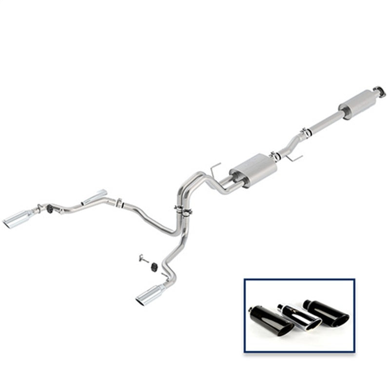 Ford Racing 15-18 F-150 2.7L Cat-Back Touring Exhaust System - Rear Exit Chrome Tips M-5200-F1527DTCA