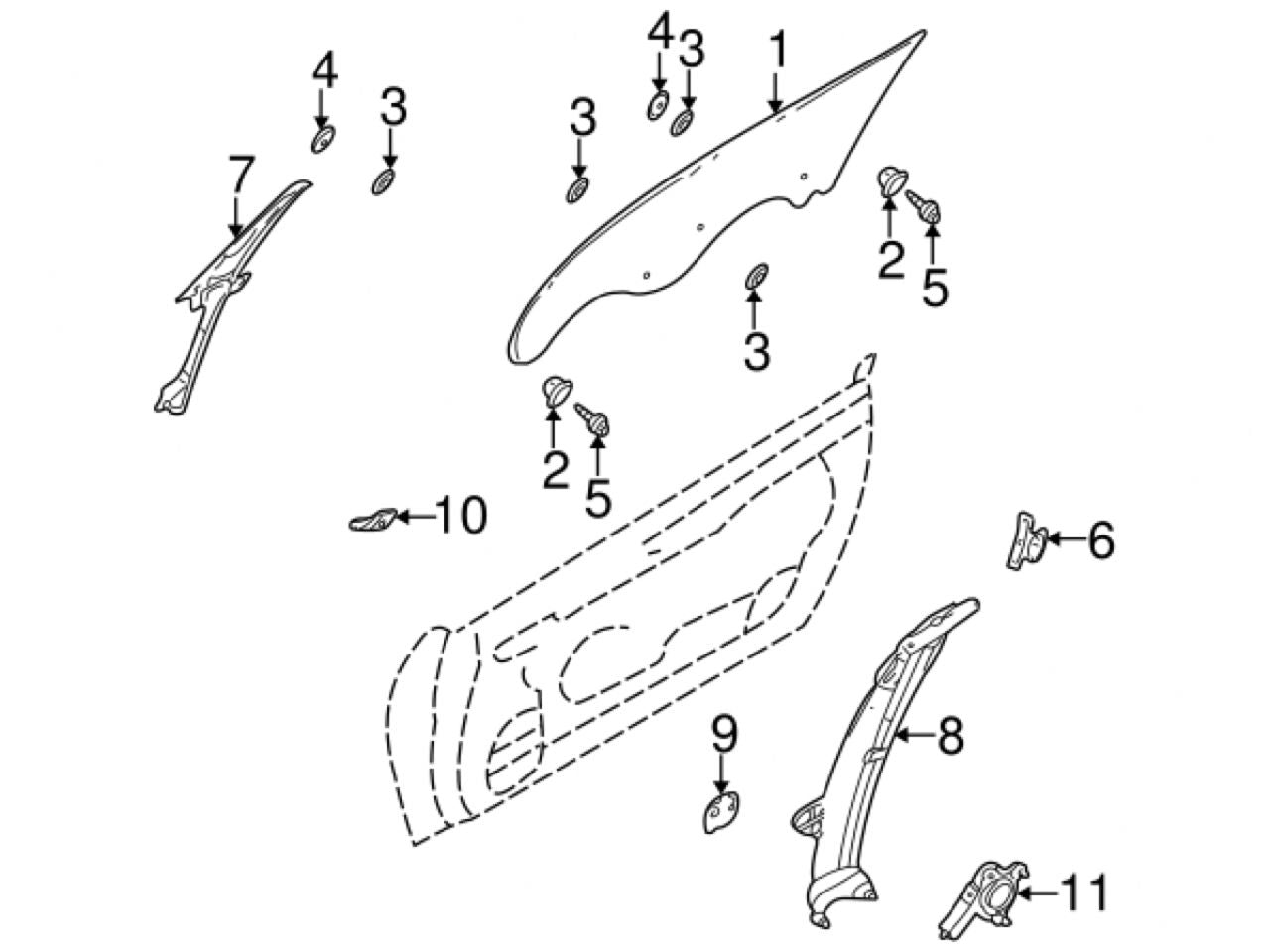 Mitsubishi 07-04 Mistubishi Diamante Rear Door Glass Bolt