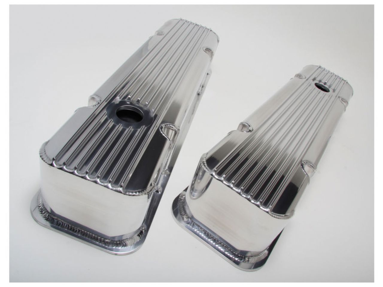 Hamburger's Performance Fab. Aluminum Valve Covers w/Fins, Holes; 59-79 Pontiac 326-455