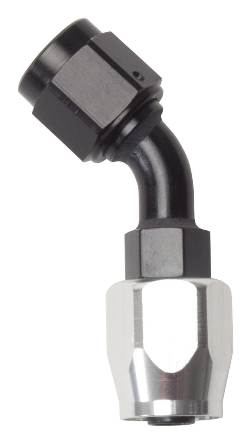 Russell Performance -4 AN Black/Silver 45 Degree Full Flow Hose End 610083 Main Image