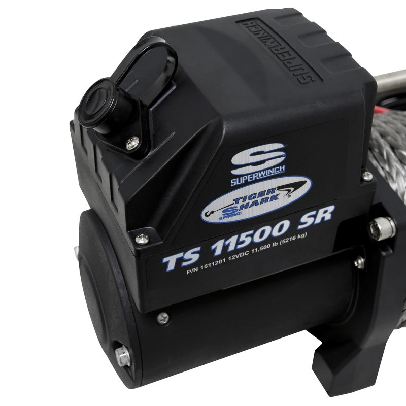 Superwinch 11500 LBS 12 VDC 3/8in x 80ft Synthetic Rope Tiger Shark 11500 Winch 1511201