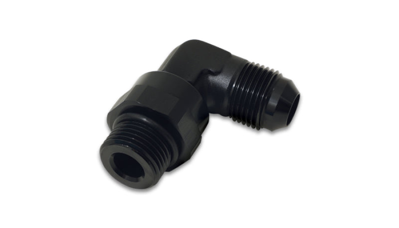 Vibrant -10AN Male Flare to Male -10AN ORB Swivel 90 Degree Adapter Fitting - Anodized Black 16968
