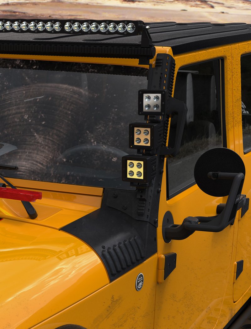 DV8 Offroad 2007-2018 Jeep JK A Pillar Mounted Rail System D-JP-190052-PIL Main Image
