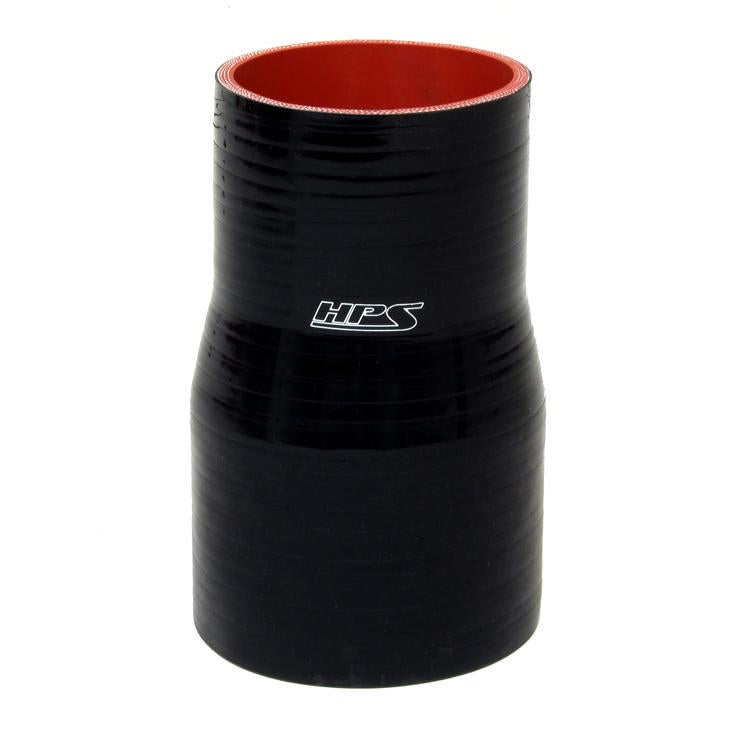 HPS 2-1/2" - 3" ID, 6" Length, Silicone Straight Reducer Coupler Hose, High Temp 4-ply Reinforced, 63mm - 76mm ID, Black