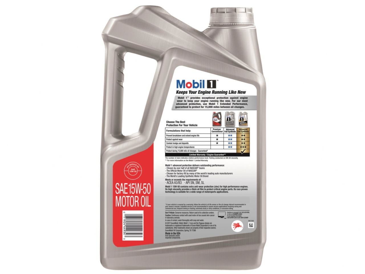 Mobil Motor Oil, 1, Synthetic, 15W50, 5 Qts., Set Of 3
