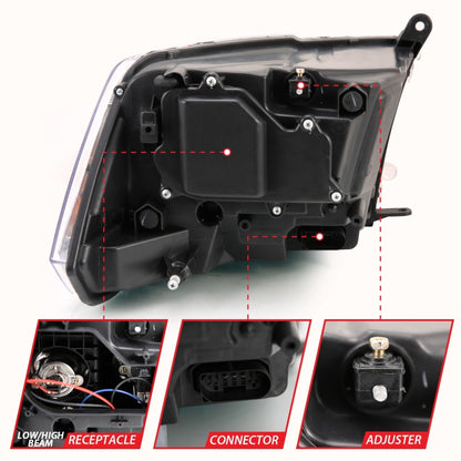 ANZO 2009-2018 Dodge Ram 1500 Projector H.L. Switchback Black Amber 111441 111441 Photo - Unmounted