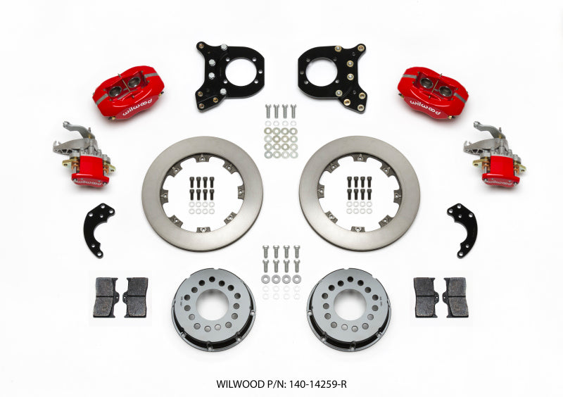 Wilwood Forged Dynalite P/S Rear Kit w/MC4 P-Brake Red Chev 12 Bolt w/Clip Elimin-Staggered 140-14259-R 140-14259-R Photo - Primary