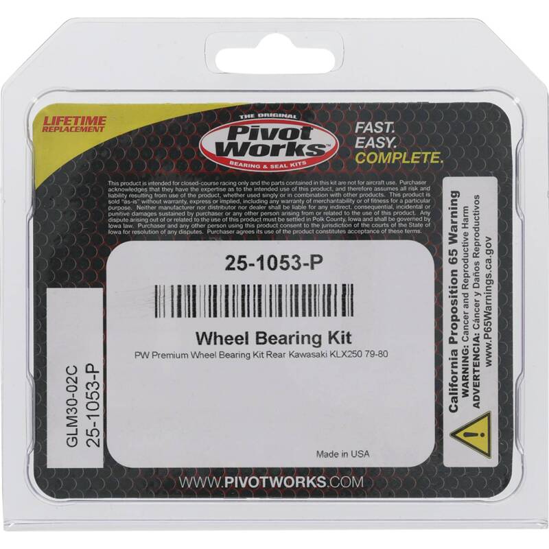 Pivot Works Kawasaki Wheel Bearing Kit Premium Bearings 25-1053-P 25-1053-P Photo - Primary