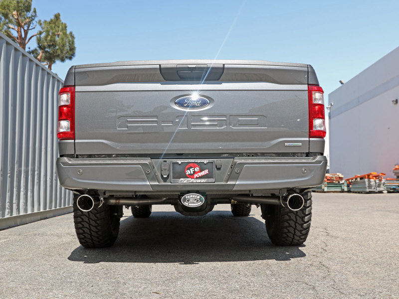 aFe Vulcan 3in 304 SS Cat-Back Exhaust 2021 Ford F-150 V6 2.7L/3.5L (tt)/V8 5.0L w/ Polished Tips 49-33127-P 49-33127-P Photo - Mounted