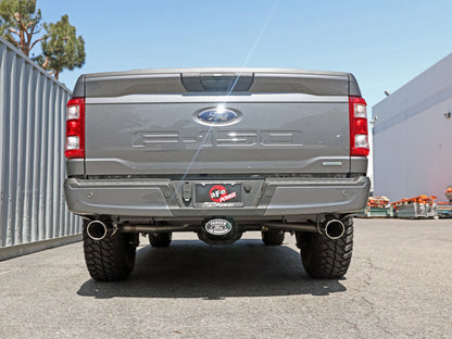 aFe Vulcan 3in 304 SS Cat-Back Exhaust 2021 Ford F-150 V6 2.7L/3.5L (tt)/V8 5.0L w/ Polished Tips 49-33127-P 49-33127-P Photo - Mounted