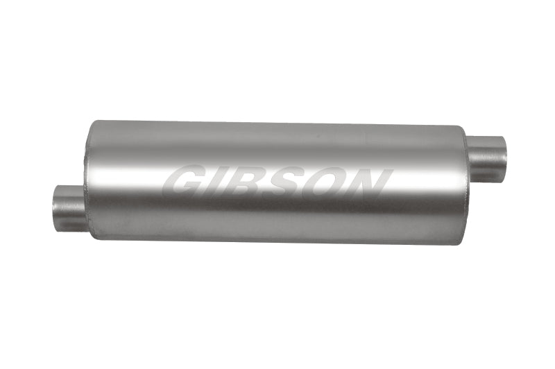 Gibson SFT Superflow Offset/Offset Round Muffler - 8x24in/3in Inlet/3in Outlet - Stainless 421887 421887 Photo - Primary