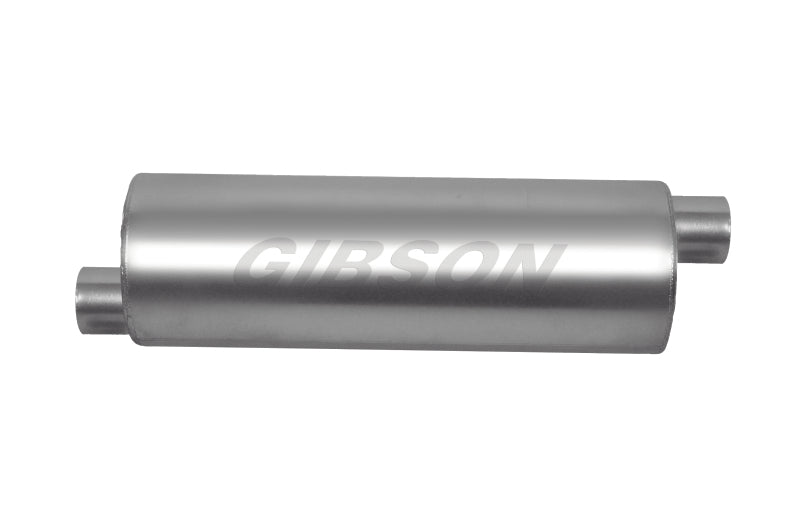 Gibson SFT Superflow Offset/Offset Round Muffler - 6x19in/2.25in Inlet/2.25in Outlet - Stainless 788706S 788706S Photo - Primary
