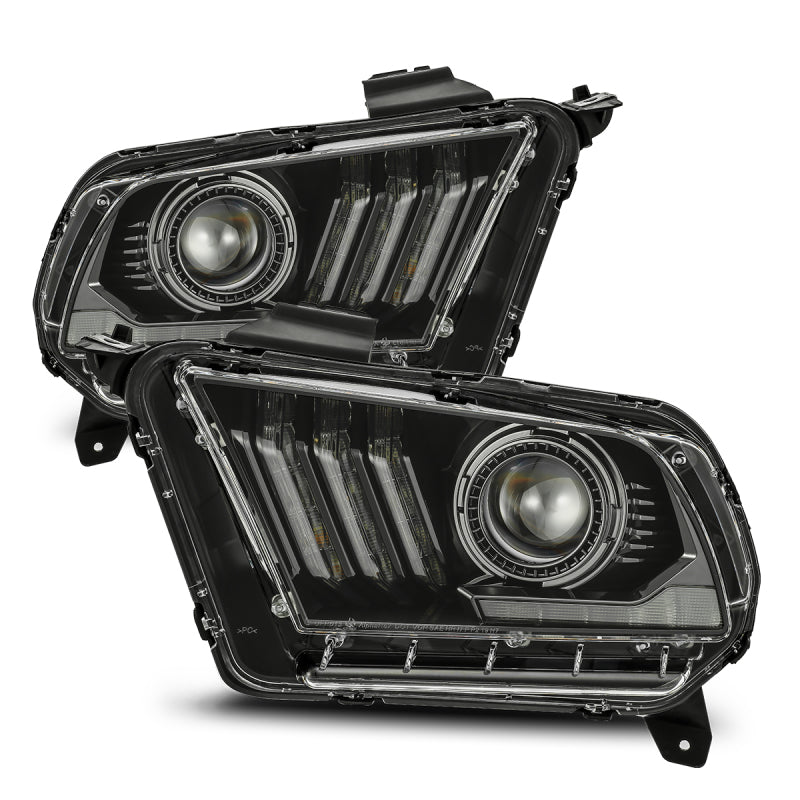 AlphaRex 10-12 Ford Mustang PRO-Series Projector Headlights Plank Style Jet Black w/Top/Bottom DRL 880110 880110 Photo - Primary