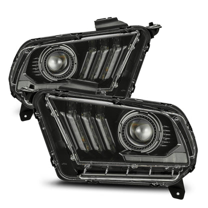 AlphaRex 10-12 Ford Mustang PRO-Series Projector Headlights Plank Style Jet Black w/Top/Bottom DRL 880110 880110 Photo - Primary