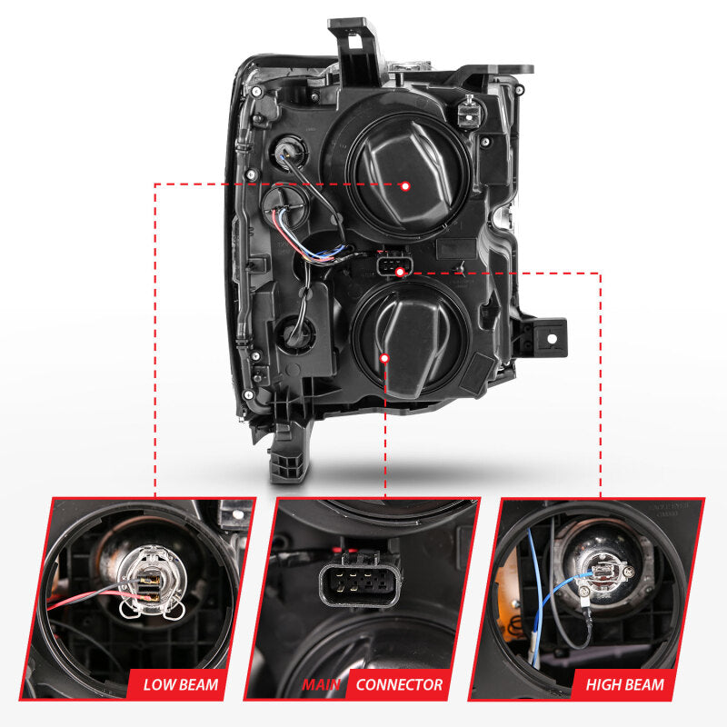 Anzo 2015-2016 Chevrolet Silverado Projector Headlights w/ Plank Style Desi 111359 Photo - Unmounted