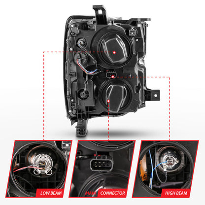 Anzo 2015-2016 Chevrolet Silverado Projector Headlights w/ Plank Style Desi 111360 Photo - Unmounted