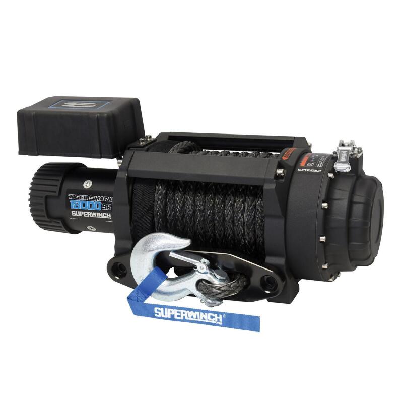Superwinch 18000 LBS 12V DC 33/64in x 79 ft Synthetic Rope Tiger Shark 18000SR Winch 1518001 1518001 Photo - out of package