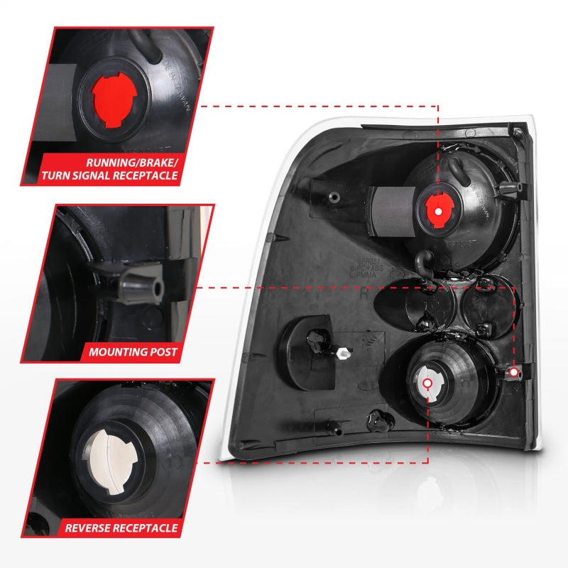 Anzo 2002-2005 Ford Explorer Taillights Black 211081 Photo - Unmounted