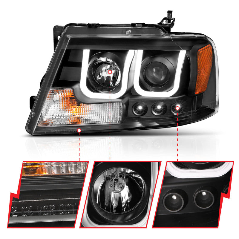 Anzo 2004-2008 Ford F-150 Projector Headlights w/ U-Bar Black 111288 User 3