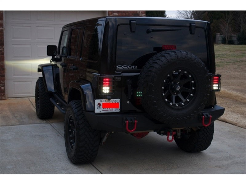 Spyder Jeep Wrangler 07-15 LED Tail Lights Black ALT-YD-JWA07-LED-BK 5070395 5070395 Photo - Mounted