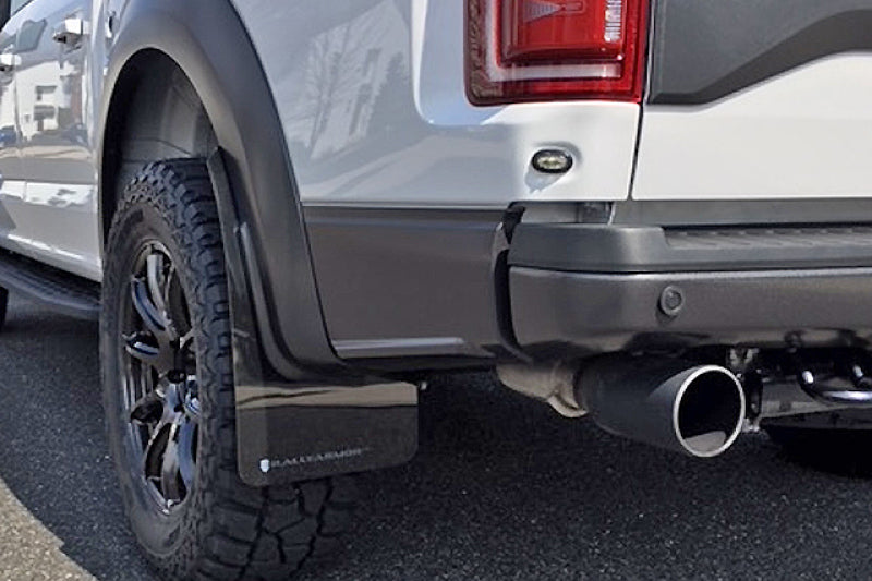 Rally Armor 17-19 Ford F-150 Raptor UR Black Mud Flap w/ White Logo MF53-UR-BLK/WH User 2