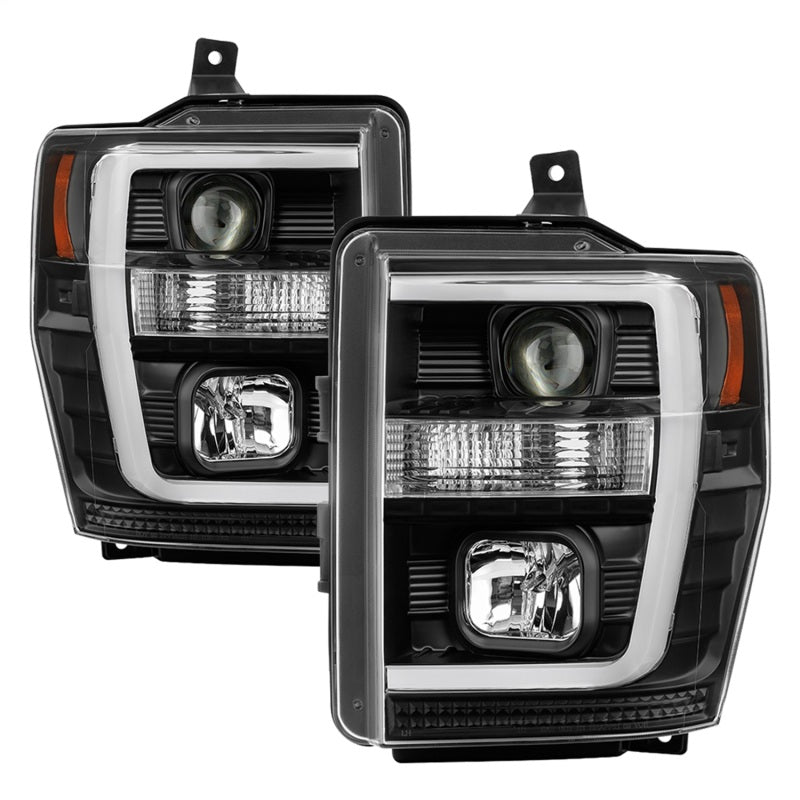 Spyder 08-10 Ford F-250 Projector Headlights V2 - Light Bar DRL LED - Black PRO-YD-FS08V2-LB-BK 5084477 5084477 Photo - Primary